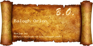 Balogh Orion névjegykártya